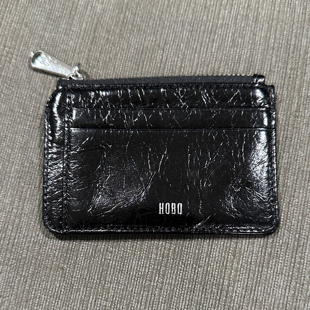 HOBO Shiny Black Leather Card Wallet
